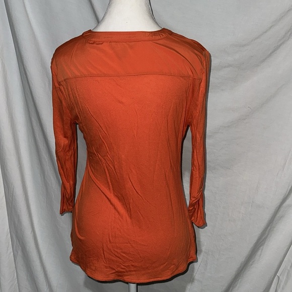 orange Banana Republic v neck 1/4 or 3/4 sleeve blouse size small - Picture 2 of 4